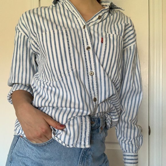 Levi's striped jean shirt
